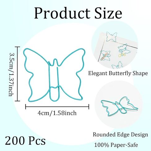 100 Pcs Butterfly Paper Clips - Stainless Steel Office & Craft Clips for School, DIY, Wedding(Blue, 100 Pack) in Saudi Arabia