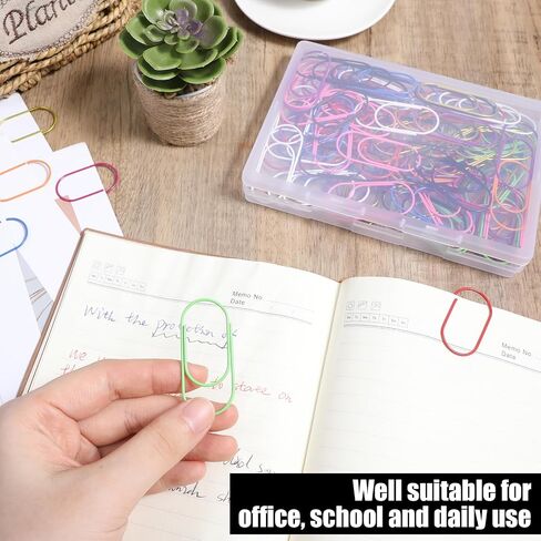 100 PCS Paper Clips with Storage Box, 2 Inch Large Paper Clips Cute Paperclip Oversized Colored Papeclips Bookmarks Planner Clip for Office Supplies School Gifts Wedding Decoration (10 Colors) in Saudi Arabia