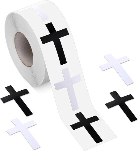 Faccito 600pcs Cross Stickers Crosses Christian Stickers Religious Catholic Sticker Roll for Christian Athlete Baseball Football Basketball Helmet Water Bottle Backpack Sport Supplies in Saudi Arabia