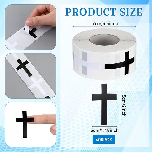 Faccito 600pcs Cross Stickers Crosses Christian Stickers Religious Catholic Sticker Roll for Christian Athlete Baseball Football Basketball Helmet Water Bottle Backpack Sport Supplies in Saudi Arabia