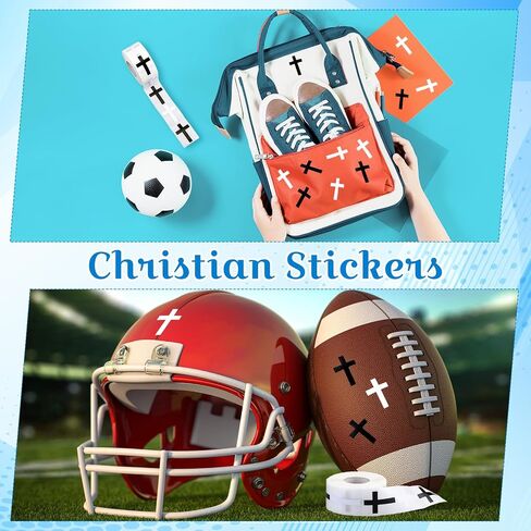 Faccito 600pcs Cross Stickers Crosses Christian Stickers Religious Catholic Sticker Roll for Christian Athlete Baseball Football Basketball Helmet Water Bottle Backpack Sport Supplies in Saudi Arabia