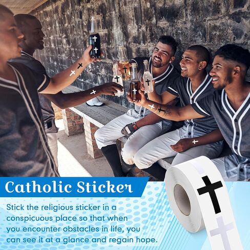 Faccito 600pcs Cross Stickers Crosses Christian Stickers Religious Catholic Sticker Roll for Christian Athlete Baseball Football Basketball Helmet Water Bottle Backpack Sport Supplies in Saudi Arabia