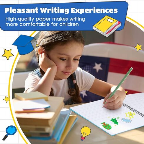 Henoyso 10 Pcs 100/50 Sheets Primary Composition Notebook K-2 Bulk Spiral Primary Journal Drawing Handwriting Practice for Kids Kindergarten 1st 2nd Back to School Supplies (Bright Color,50 Sheets) in Saudi Arabia