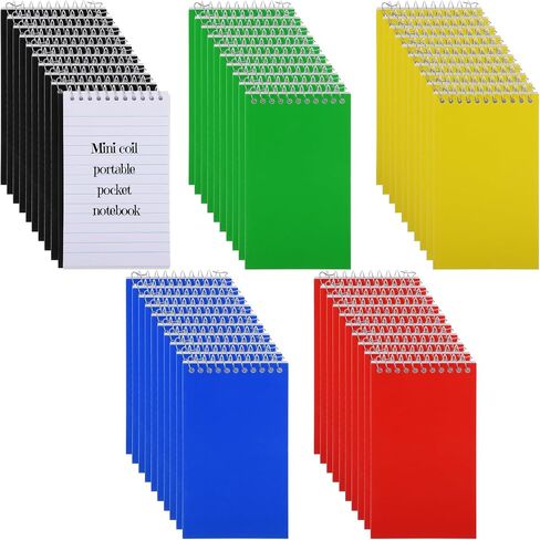 Divina Vitae 50pcs Mini Spiral Noteboor 3 × 5 بوصة منصات ملاحظة صغيرة أعلى محدد الكلية المبطنة بالورق المحكم حجم الجيب لمكتب المنزل ، 75 ورقة/وسادة ، 5 ألوان in Saudi Arabia