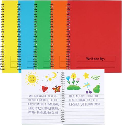 Henoyso 10 Pcs 100/50 Sheets Primary Composition Notebook K-2 Bulk Spiral Primary Journal Drawing Handwriting Practice for Kids Kindergarten 1st 2nd Back to School Supplies (Bright Color,50 Sheets) in Saudi Arabia