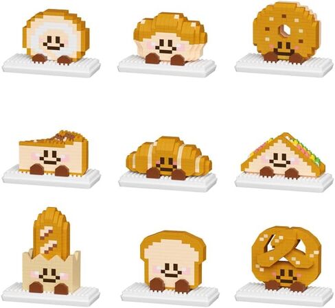 9 مجموعة من سلسلة Happy Bread Series سلسلة لطيفة سلسلة Toy Mini Bricks Micro Building Kit Toys Desktop Orments Gift for البالغين أطفال in Kuwait