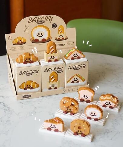 9 مجموعة من سلسلة Happy Bread Series سلسلة لطيفة سلسلة Toy Mini Bricks Micro Building Kit Toys Desktop Orments Gift for البالغين أطفال in Kuwait