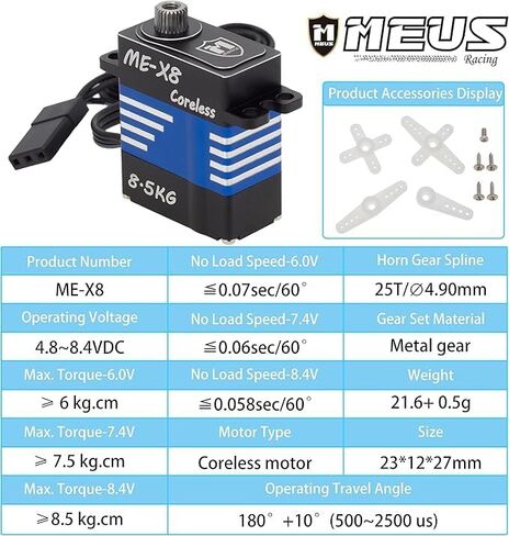 MEUS Racing Coreless High Torque 8.5KG Ascent-18 Servo with Mount and Servo Horn for Redcat Ascent-18 1/18 RC Crawler Upgrades (8.5KG) in Saudi Arabia
