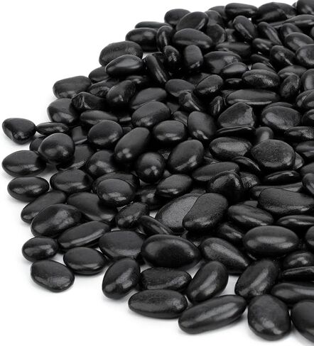 Black Polished Pebbles, 3/8" Aquarium Rocks for Indoor Plants, Decorative River Rocks Gravel for Vase, Garden, Landscaping (5-lb Bag) in Kuwait