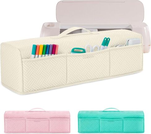 تخيل غطاء الغبار الممتد والقابل للغسل المتوافق مع Cricut Maker 3 ، Maker 4 ، استكشاف Air 2 ، استكشاف 3 ، استكشاف 4 آلات - مع جيوب لإكسسوارات وموردي CRICUT in Kuwait