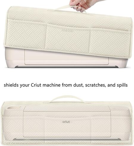 تخيل غطاء الغبار الممتد والقابل للغسل المتوافق مع Cricut Maker 3 ، Maker 4 ، استكشاف Air 2 ، استكشاف 3 ، استكشاف 4 آلات - مع جيوب لإكسسوارات وموردي CRICUT in Kuwait