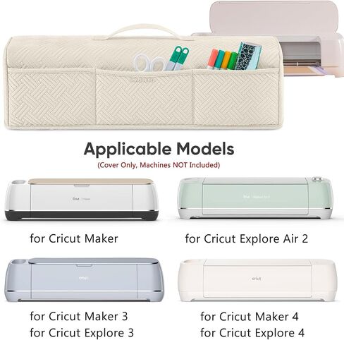 تخيل غطاء الغبار الممتد والقابل للغسل المتوافق مع Cricut Maker 3 ، Maker 4 ، استكشاف Air 2 ، استكشاف 3 ، استكشاف 4 آلات - مع جيوب لإكسسوارات وموردي CRICUT in Kuwait