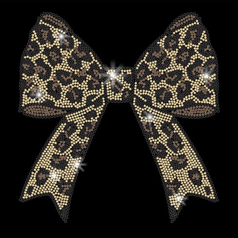 SUPERDANT Leopard Print Bow Iron On Transfers Leopard Bow Heat Transfer Stickers Iron on Patches Stickers Washable Heat Transfer Decals For Girl's T Shirts Clothing Jeans Backpacks DIY Applique Decals in Saudi Arabia