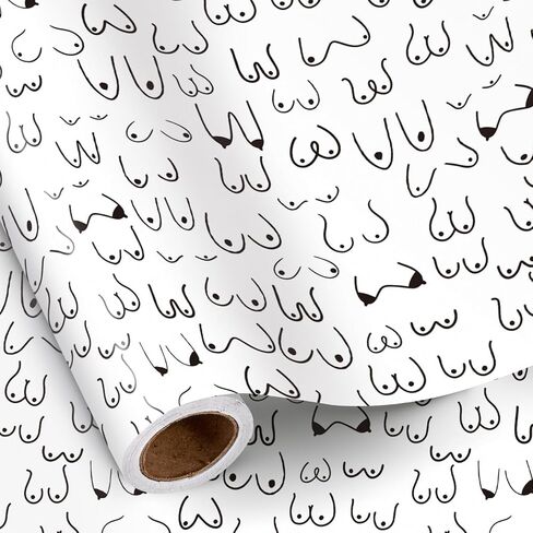 RUSPEPA Funny Boob Wrapping Paper Roll for Adult Women Men, Mini Roll, Woman Breasts Rude Design Gift Wrap Paper for Bachelorette Party, Best Friend Birthday, Anniversary, 17 Inches x 16.4 Feet in Saudi Arabia