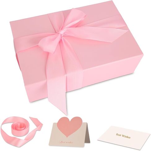 Caniya Pink Gift Box 11’'x7.2 "x3.5" مع غطاء مغناطيسي ، صندوق هدايا لامع للهدايا يشمل الشريط الموسع ، بطاقة حب ، ورق بطانة لعيد الميلاد ، عيد الحب ، يوم عيد الميلاد ، دش الطفل in Kuwait