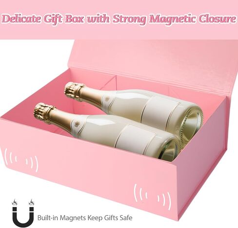 Caniya Pink Gift Box 11’'x7.2 "x3.5" مع غطاء مغناطيسي ، صندوق هدايا لامع للهدايا يشمل الشريط الموسع ، بطاقة حب ، ورق بطانة لعيد الميلاد ، عيد الحب ، يوم عيد الميلاد ، دش الطفل in Kuwait