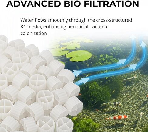 HALF OFF PONDS – K1 Bio Filter Media 1 Cu Ft – Moving Bed Bio Filter Media for Pond & Aquarium Filters – Filter Media for Fish Tank, Koi Pond Filter, Aquaponics, Aquarium Bio Filter Media, Hydroponics in Saudi Arabia