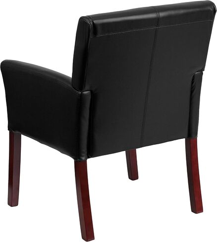 EMMA + OLIVER Black LeatherSoft Executive Side Reception Chair with Mahogany Legs in Kuwait
