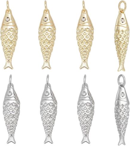 Benecreat 8pcs سحر الأسماك النحاسية ، المعلقات ذات الأسماك الحيوانية الذهب والبلاتين على شكل أسماك على شكل سوار DIY. in Saudi Arabia