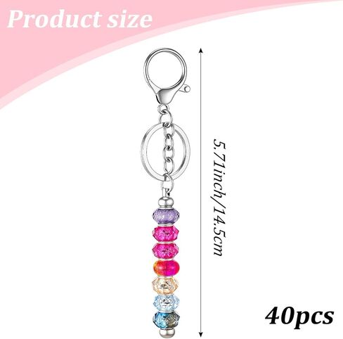 Beadable Keychain Set, 40 Pcs DIY Bulk Blank Keychains Metal Silver Beads Making Accessories for Craft Beaded Jewelry Keychain Design Gift in Saudi Arabia
