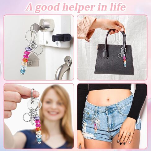 Beadable Keychain Set, 40 Pcs DIY Bulk Blank Keychains Metal Silver Beads Making Accessories for Craft Beaded Jewelry Keychain Design Gift in Saudi Arabia
