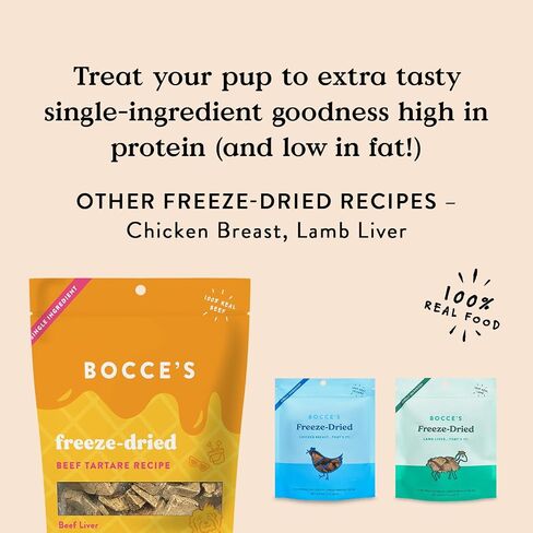 Bocce's Bakery Freeze Cliped Lamb Conder Conder for Dogs-All-Natural و Grided Wrugle Made مع مكون واحد ، مصنوع في الولايات المتحدة الأمريكية ، 3 أوقية in Kuwait