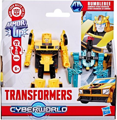 Transformers CYBERWORLD Bumblebee Armored Cyber Changers 4-Inch Action Figure, Quick Change to Car Mode, Robot Toys for Boys and Girls 6 and Up in Saudi Arabia