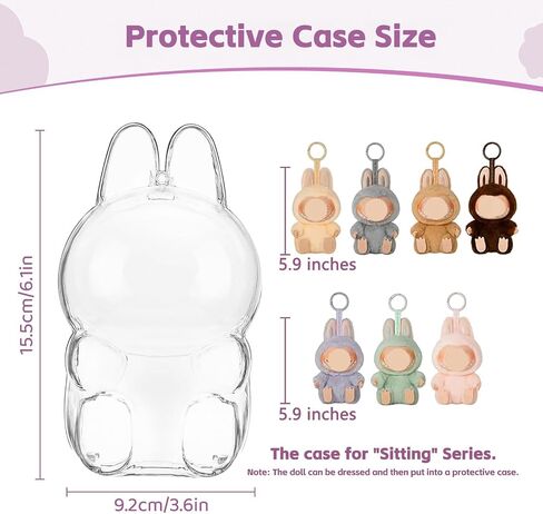 2 Pack Have a Seat Case for Labubu, Clear Protective Case with Keychain, Displasy Case for Bag, Loss-Proof and Dirt-Resistant Case Cover for Dolls in Saudi Arabia