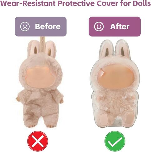 2 Pack Have a Seat Case for Labubu, Clear Protective Case with Keychain, Displasy Case for Bag, Loss-Proof and Dirt-Resistant Case Cover for Dolls in Saudi Arabia