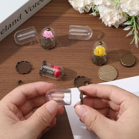 chgcraft 12pcs Clear Glass Globe Charms DIY kits with brass trants cap bead cap bauls bottle bracket bracket bracket bronze dome for bracelet necklace making diy in Saudi Arabia