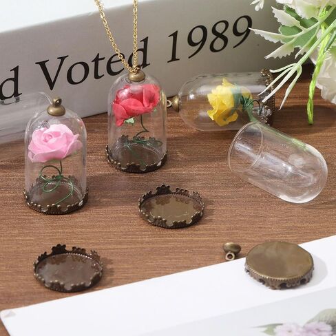 chgcraft 12pcs Clear Glass Globe Charms DIY kits with brass trants cap bead cap bauls bottle bracket bracket bracket bronze dome for bracelet necklace making diy in Saudi Arabia