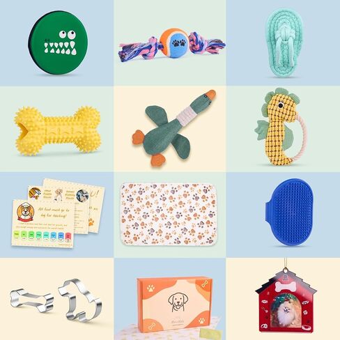 مرحبًا بكم مجموعة جرو جديدة ، 14 PCS Dog Toy Gift Basket ، حزمة ألعاب الكلب التفاعلية ، صندوق هدايا عيد ميلاد جرو لعيد الميلاد ، مجموعة هدايا أساسية للحيوانات الأليفة مع وصفات صحية للكلاب in Kuwait