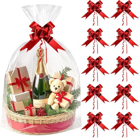 أكياس Linsuminn السيلوفان الكبيرة للسلال ، و 20 قطعة أكياس سلة واضحة ، وفرقة كبيرة من السيلوفان ، 18 × 24 بوصة in Kuwait