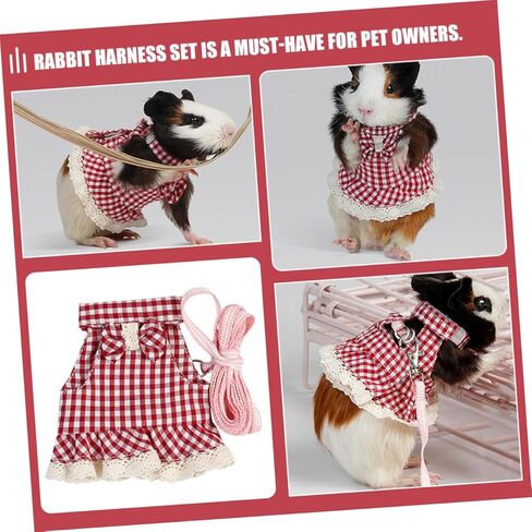 BESPORTBLE SMALL PET HARNESS Dress Leash مجموعة لخنازير أرنب غينيا والهامستر الناعم الناعم القابل للتعديل L الحجم الساحر نمط منقوش الساحر للمشي في الهواء الطلق in Kuwait