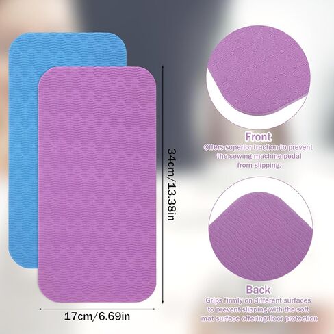 Wanmu 2 Pcs Sewing Machine Pedal Mat, No Slip Rubber Foot Pedal Muffling Accessory, Waterproof Reduce Vibrations Noise Quilting Supplies, Easy to Clean (Blue, Purple) in Saudi Arabia