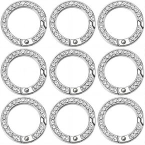 Sunnyclue 1 Box 12pcs round Spring O Rings Rings Round Round Carabiner Rhinestone Alloy Crystal Light Gold Gate Rings Snap Clips buckle for Jewelry Making keychain bag accsities crafts in Kuwait