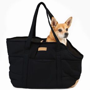 NoblePup Cozy Plush Dog Purse Carrier for Small Dogs - Dog Carrier Purse with Secure Harness Clip, Dog Tote Bag for Small Dogs and Puppies - Black 2.0 in Kuwait