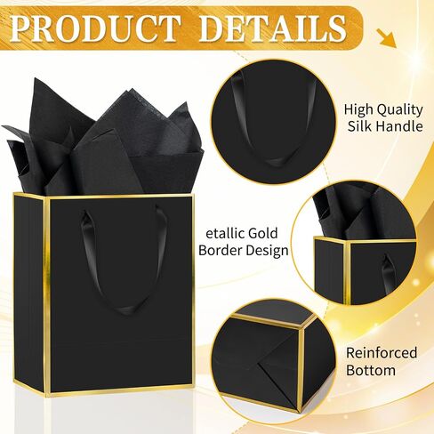 12 Pack DIY Metallic Paper Thank You Gift Bags With Handles, Tissue Paper and Painting Pens, 9"x7"x3" 5 Senses Gift Bags With Labels for Him and Her, Suitable for Birthdays, Weddings, Baby Showers, Holidays and Other Occasions (Navy Blue, Gold) in Saudi Arabia