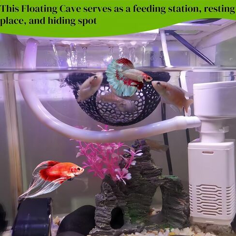 Floating Betta Cave & Shrimp Hideout, Betta Rest Fish Tank Ornament, Aquarium Cave, Betta Habitat, Shrimp Hideout(Environmentally Friendly and Non-Toxic,Black) in Saudi Arabia