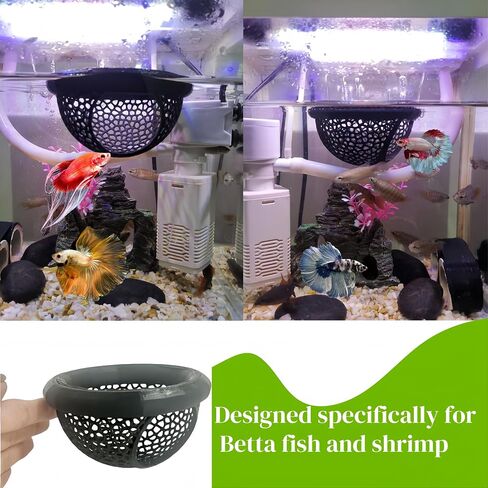 Floating Betta Cave & Shrimp Hideout, Betta Rest Fish Tank Ornament, Aquarium Cave, Betta Habitat, Shrimp Hideout(Environmentally Friendly and Non-Toxic,Black) in Saudi Arabia