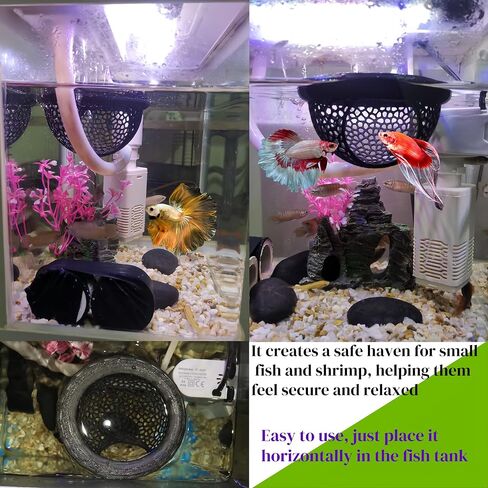 Floating Betta Cave & Shrimp Hideout, Betta Rest Fish Tank Ornament, Aquarium Cave, Betta Habitat, Shrimp Hideout(Environmentally Friendly and Non-Toxic,Black) in Saudi Arabia
