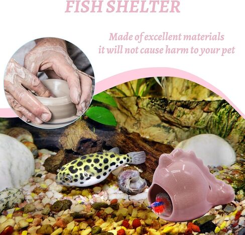 anrui ceramic aquarium decoration لطيف seahorse seahorse betta السمكة السمك الملحقات ديكور مخبأ كهف الزخرفة للأسماك الصغيرة المتوسطة ، الروبيان ، السمك الذهبي والزواحف (الوردي) in Kuwait