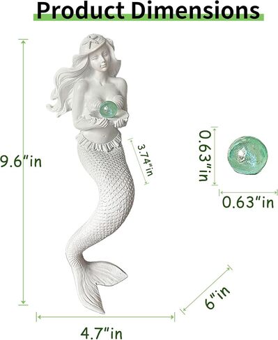 Teaeno Mermaid Fish Tank Decorations ، House Ornament Kit ، Decorium Decor ، تمثال ديكور حورية البحر الساحرة ، الحلي المواضيعية للديكورات المائية (أبيض) in Kuwait