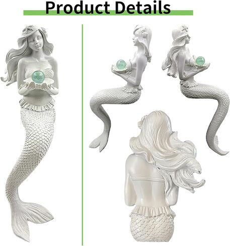 Teaeno Mermaid Fish Tank Decorations ، House Ornament Kit ، Decorium Decor ، تمثال ديكور حورية البحر الساحرة ، الحلي المواضيعية للديكورات المائية (أبيض) in Kuwait