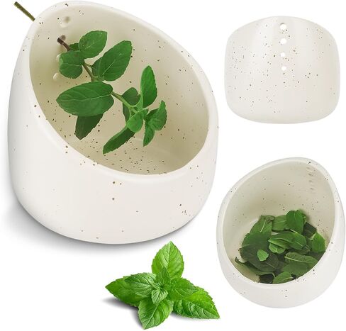 herb stripper，herb stripper bowl，pottery herb stripper，handmade with different circular hole sizes for separating leaves and stems. in Kuwait