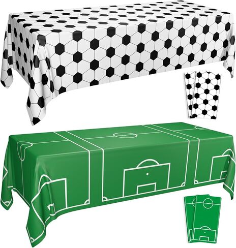 Soccer Plastic Table Cover, 4 Pcs Waterproof Soccer Pattern Tablecloths for Boys Soccer Birthday Decorations Soccer Party Supplies, 51 x 86 Inches in Kuwait
