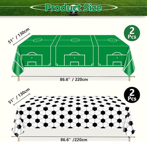 Soccer Plastic Table Cover, 4 Pcs Waterproof Soccer Pattern Tablecloths for Boys Soccer Birthday Decorations Soccer Party Supplies, 51 x 86 Inches in Kuwait