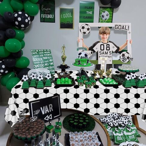 Soccer Plastic Table Cover, 4 Pcs Waterproof Soccer Pattern Tablecloths for Boys Soccer Birthday Decorations Soccer Party Supplies, 51 x 86 Inches in Kuwait