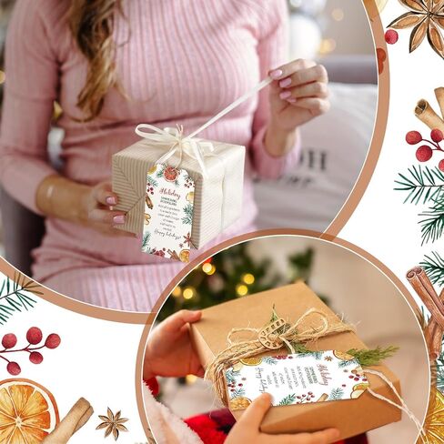 Faccito 60 Pcs Holiday Simmer Pot Potpourri Gift Tags Bulk Christmas Stovetop Potpourri Instruction Tag Xmas Gift Label Teacher Coworker Thank You Gifts for Winter Holiday Present Party Favors Guest in Saudi Arabia