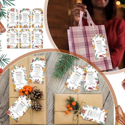 Faccito 60 Pcs Holiday Simmer Pot Potpourri Gift Tags Bulk Christmas Stovetop Potpourri Instruction Tag Xmas Gift Label Teacher Coworker Thank You Gifts for Winter Holiday Present Party Favors Guest in Saudi Arabia